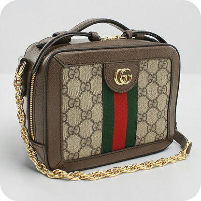 二手 Gucci 斜挎单肩包 女士品牌 GUCCI GG Supreme 链条皮革 602576 米色 USDGU109579011