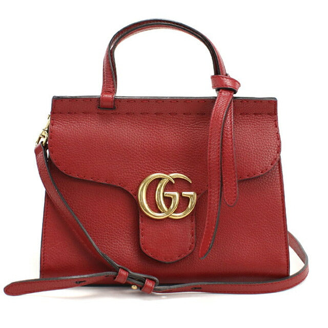 中古 グッチ ハンドバッグ レディース ブランド GUCCI GGマーモント 2WAY レザー 442622 レッド USDGU109788011