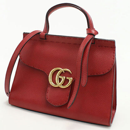 中古 グッチ ハンドバッグ レディース ブランド GUCCI GGマーモント 2WAY レザー 442622 レッド USDGU109788011
