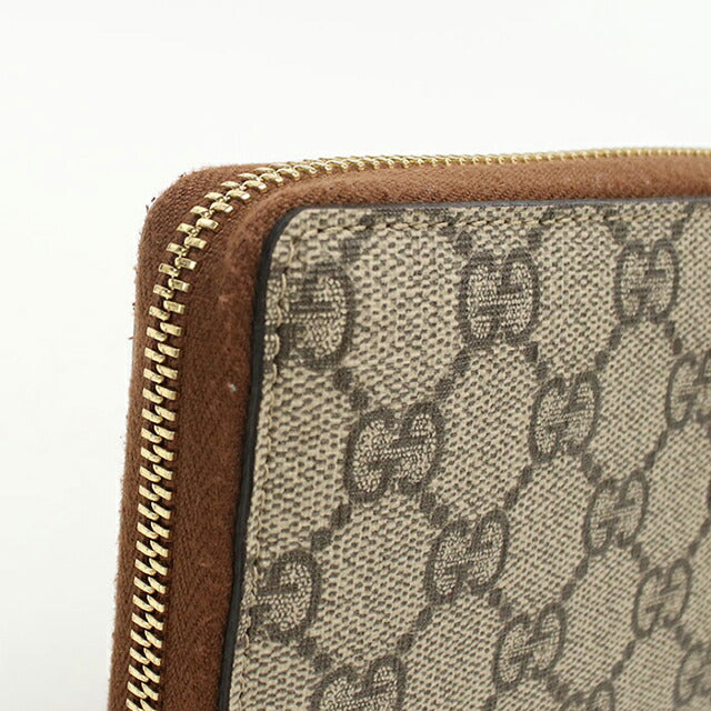 Used Gucci long wallet round zipper ladies brand GUCCI GG Supreme zip around wallet 410102 beige USDGU109825011