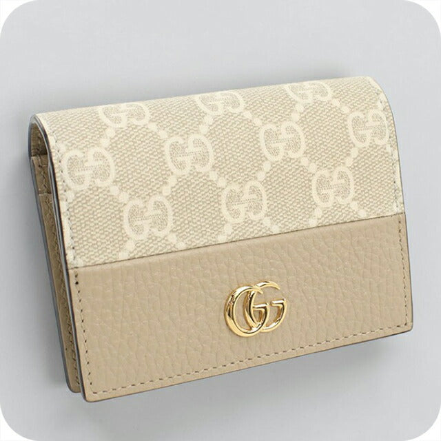中古 グッチ 二つ折り財布 二折財布 レディース ブランド GUCCI ダブルG カードケース ウォレット レザー 658610 ベージュ USDGU109882011
