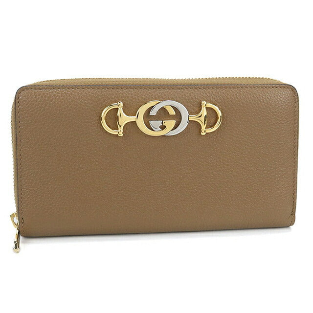 Used Gucci long wallet round zipper ladies brand GUCCI Zumi zip around wallet leather 570661 brown USDGU109987011