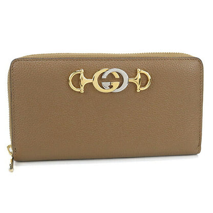 Used Gucci long wallet round zipper ladies brand GUCCI Zumi zip around wallet leather 570661 brown USDGU109987011