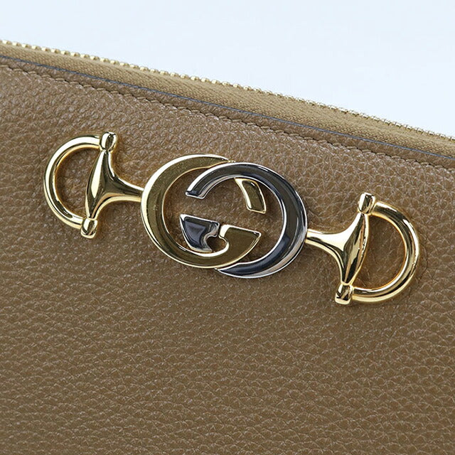 Used Gucci long wallet round zipper ladies brand GUCCI Zumi zip around wallet leather 570661 brown USDGU109987011