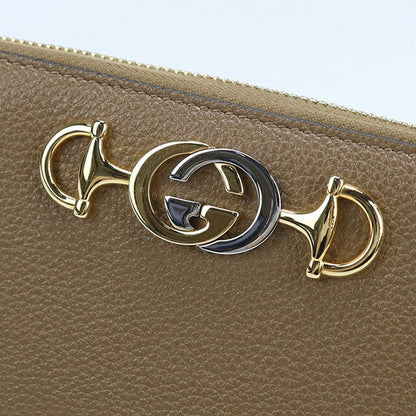 Used Gucci long wallet round zipper ladies brand GUCCI Zumi zip around wallet leather 570661 brown USDGU109987011