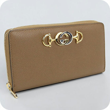 Used Gucci long wallet round zipper ladies brand GUCCI Zumi zip around wallet leather 570661 brown USDGU109987011