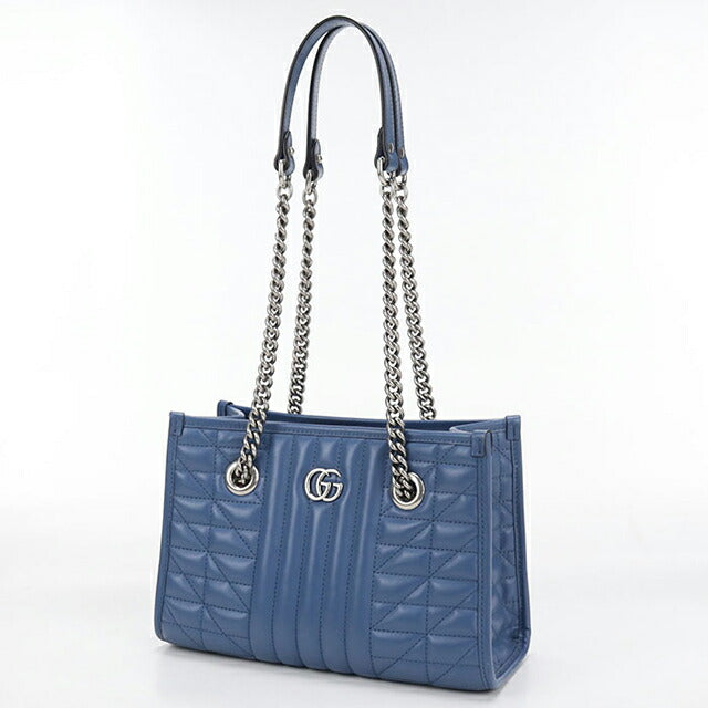 中古 グッチ トートバッグ レディース ブランド GUCCI GGマーモント チェーン レザー 681483 ブルー USDGU110014011
