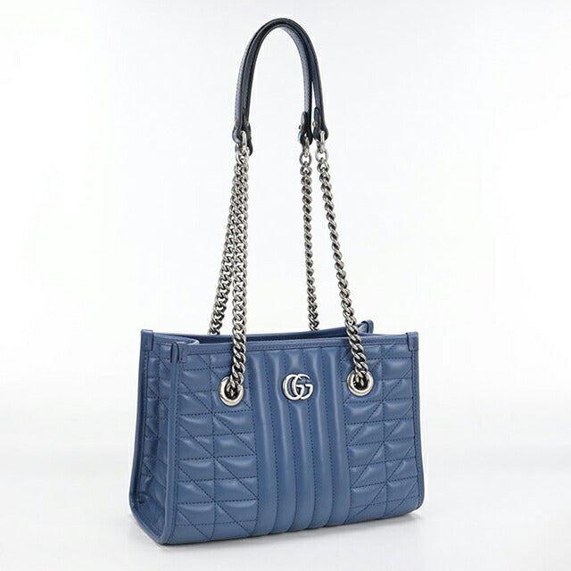 中古 グッチ トートバッグ レディース ブランド GUCCI GGマーモント チェーン レザー 681483 ブルー USDGU110014011