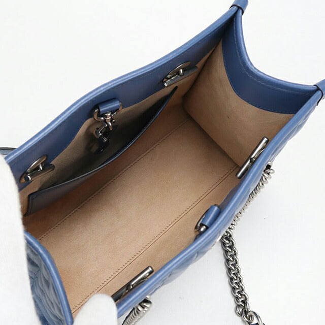 中古 グッチ トートバッグ レディース ブランド GUCCI GGマーモント チェーン レザー 681483 ブルー USDGU110014011