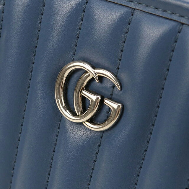 中古 グッチ トートバッグ レディース ブランド GUCCI GGマーモント チェーン レザー 681483 ブルー USDGU110014011