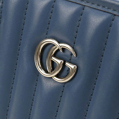 中古 グッチ トートバッグ レディース ブランド GUCCI GGマーモント チェーン レザー 681483 ブルー USDGU110014011