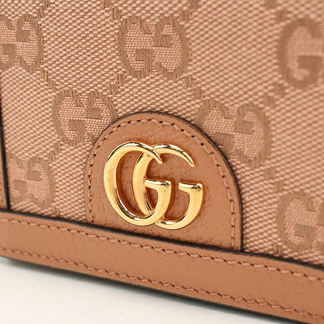中古 グッチ 二つ折り財布 二折財布 コンパクト レディース ブランド GUCCI オフィディア コンパクトウォレット 523155 ピンク USDGU110256011