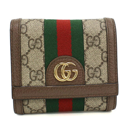 中古 グッチ 二つ折り財布 二折財布 コンパクト レディース ブランド GUCCI オフィディア  598662 ベージュ USDGU110608011