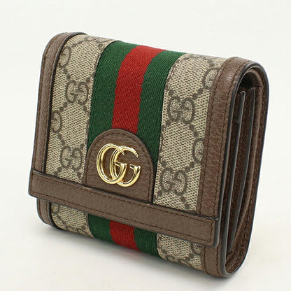 中古 グッチ 二つ折り財布 二折財布 コンパクト レディース ブランド GUCCI オフィディア  598662 ベージュ USDGU110608011