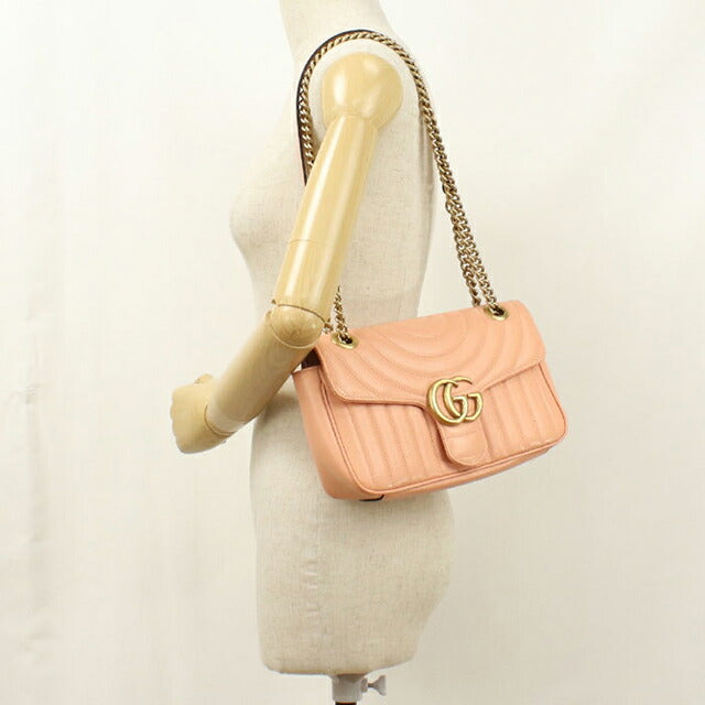 中古 グッチ ショルダーバッグ レディース ブランド GUCCI GGマーモント ミディアム ショルダーバッグ 443497 ピンク USDGU110635011