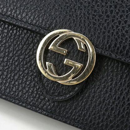中古 グッチ チェーンウォレット レディース ブランド GUCCI インターロッキングG レザー 510314 ブラック USDGU110759011