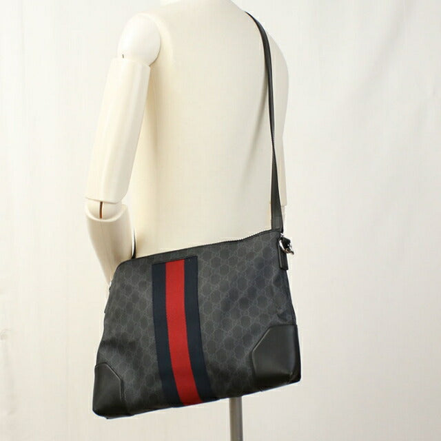 【GUCCI】グッチ メッセンジャーバッグ 474139 GGスプリームキャンバス 黒 ユニセックス ショルダーバッグ 中古 グッチ 斜め掛け ショルダーバッグ メンズ ブランド GUCCI GG