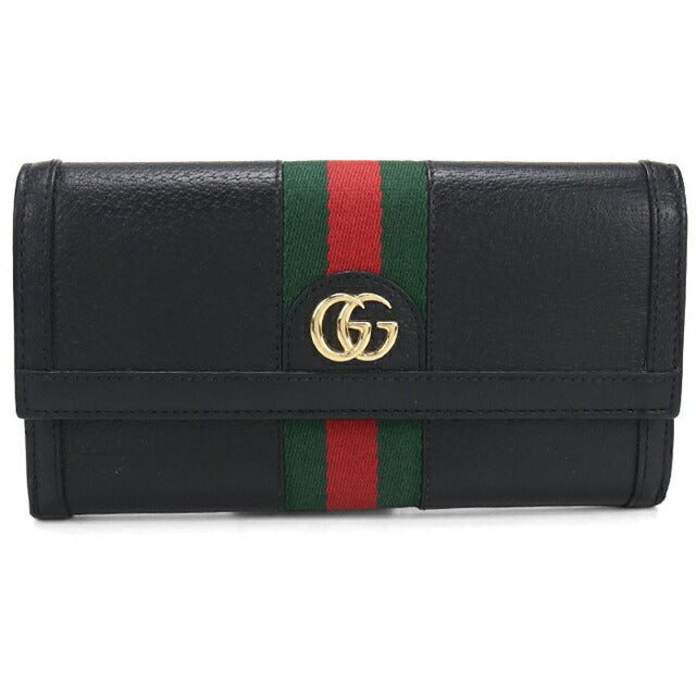 二手古驰长钱包双折女士品牌 GUCCI Ophidia Continental 钱包皮革 523153 黑色 USDGU110850011