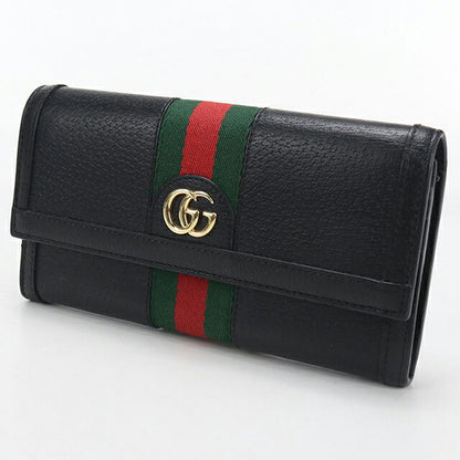二手古驰长钱包双折女士品牌 GUCCI Ophidia Continental 钱包皮革 523153 黑色 USDGU110850011