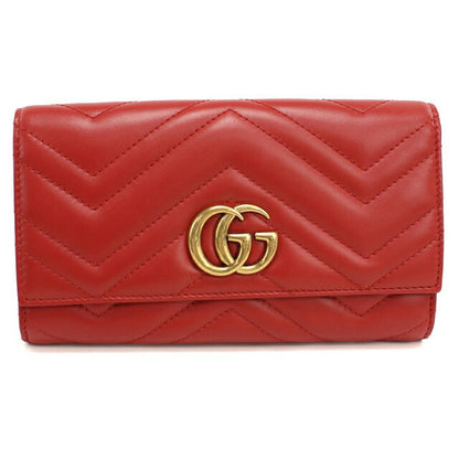 中古 グッチ 長財布二折 レディース ブランド GUCCI ダブルG コンチネンタルウォレット 443436 レッド USDGU111055011