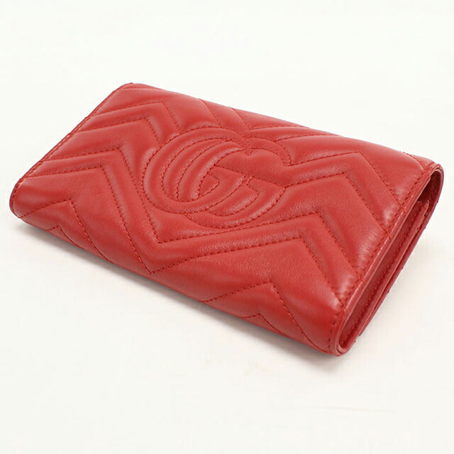 中古 グッチ 長財布二折 レディース ブランド GUCCI ダブルG コンチネンタルウォレット 443436 レッド USDGU111055011