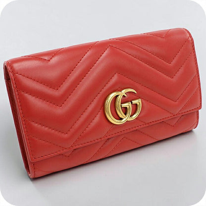 中古 グッチ 長財布二折 レディース ブランド GUCCI ダブルG コンチネンタルウォレット 443436 レッド USDGU111055011