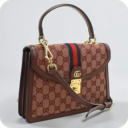 中古 グッチ ハンドバッグ レディース ブランド GUCCI オフィディア ミディアムトップハンドルバッグ 651055 ワインレッド USDGU111150011