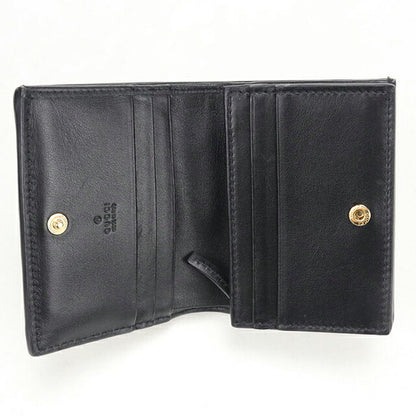 中古 グッチ 二つ折り財布 二折財布 コンパクト レディース ブランド GUCCI GGマトラッセ カードケース ウォレット レザー 723786 ブラック USDGU111475011