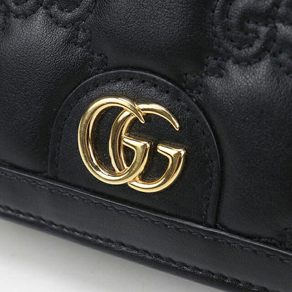 中古 グッチ 二つ折り財布 二折財布 コンパクト レディース ブランド GUCCI GGマトラッセ カードケース ウォレット レザー 723786 ブラック USDGU111475011