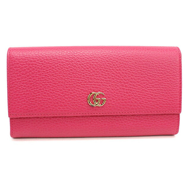 中古 グッチ 長財布二折 レディース ブランド GUCCI GGマーモント コンチネンタルウォレット レザー 456116 ピンク USDGU111536011