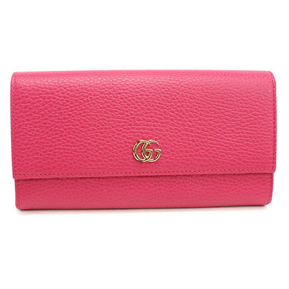Used Gucci long wallet bi-fold ladies brand GUCCI GG Marmont Continental wallet leather 456116 pink USDGU111536011