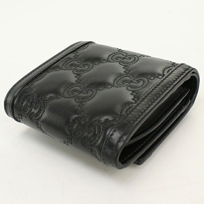 中古 グッチ 二つ折り財布 二折財布 コンパクト レディース ブランド GUCCI GGマトラッセ  レザー 723799 ブラック USDGU111723011