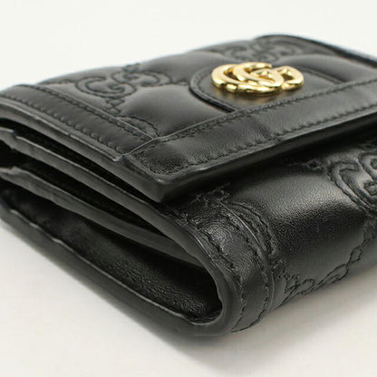 中古 グッチ 二つ折り財布 二折財布 コンパクト レディース ブランド GUCCI GGマトラッセ  レザー 723799 ブラック USDGU111723011