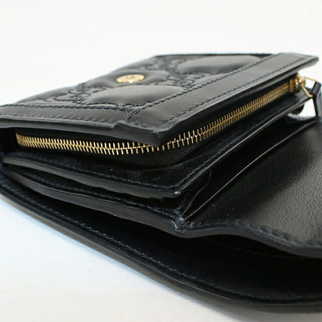 中古 グッチ 二つ折り財布 二折財布 コンパクト レディース ブランド GUCCI GGマトラッセ  レザー 723799 ブラック USDGU111723011