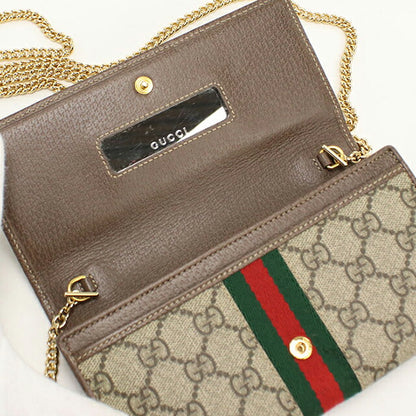 中古 グッチ チェーンウォレット レディース ブランド GUCCI オフィディア レザー 546592 ベージュ USDGU112215011