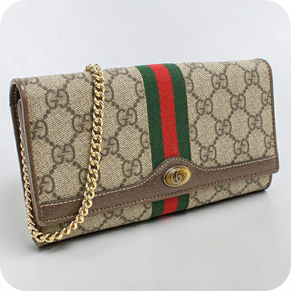 中古 グッチ チェーンウォレット レディース ブランド GUCCI オフィディア レザー 546592 ベージュ USDGU112215011