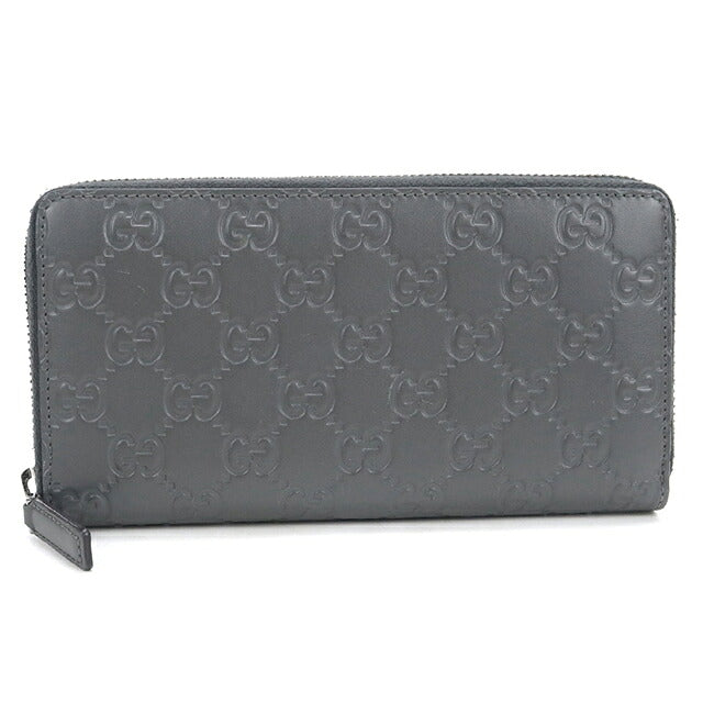 二手 Gucci 长钱包圆形拉链男装品牌 GUCCI Guccisima 皮革 307987 灰色 USDGU112283011