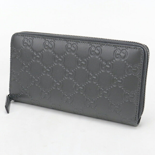 二手 Gucci 长钱包圆形拉链男装品牌 GUCCI Guccisima 皮革 307987 灰色 USDGU112283011