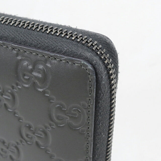 二手 Gucci 长钱包圆形拉链男装品牌 GUCCI Guccisima 皮革 307987 灰色 USDGU112283011