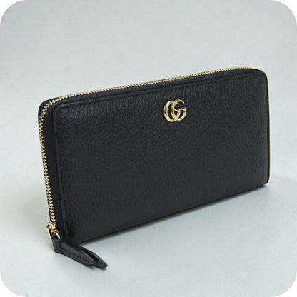中古 グッチ 長財布ラウンドファスナー レディース ブランド GUCCI GGマーモント レザー 456117 ブラック USDGU112285011