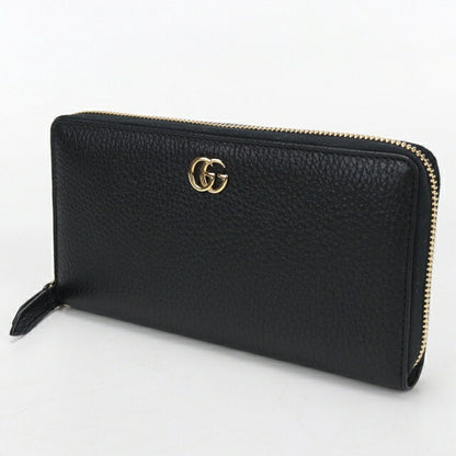 中古 グッチ 長財布ラウンドファスナー レディース ブランド GUCCI GGマーモント レザー 456117 ブラック USDGU112285011