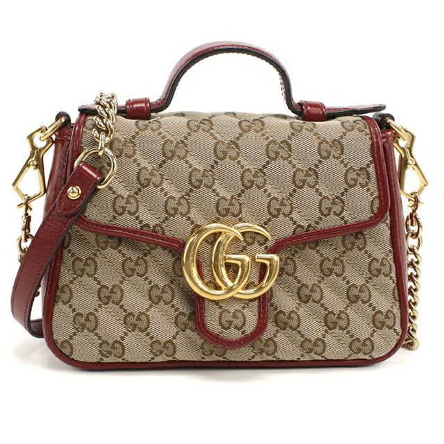 中古 グッチ ハンドバッグ レディース ブランド GUCCI GGマーモント ミニ トップハンドルバッグ レザー 583571 ベージュ USDGU112312011