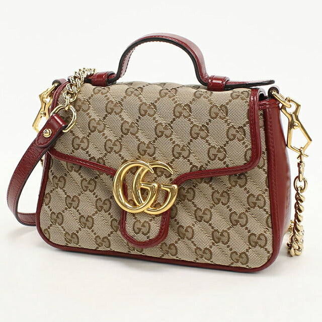 中古 グッチ ハンドバッグ レディース ブランド GUCCI GGマーモント ミニ トップハンドルバッグ レザー 583571 ベージュ USDGU112312011