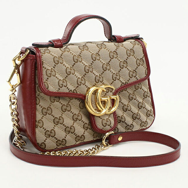 中古 グッチ ハンドバッグ レディース ブランド GUCCI GGマーモント ミニ トップハンドルバッグ レザー 583571 ベージュ USDGU112312011