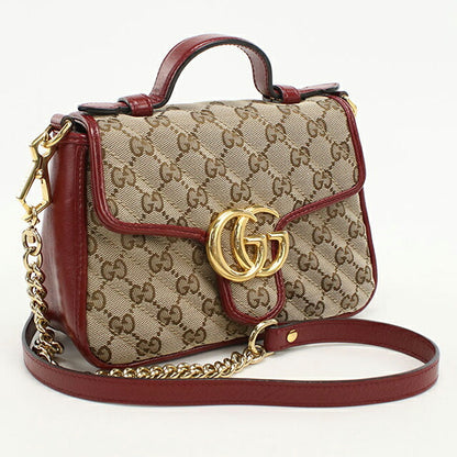中古 グッチ ハンドバッグ レディース ブランド GUCCI GGマーモント ミニ トップハンドルバッグ レザー 583571 ベージュ USDGU112312011