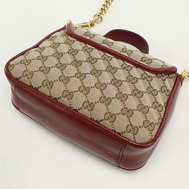 中古 グッチ ハンドバッグ レディース ブランド GUCCI GGマーモント ミニ トップハンドルバッグ レザー 583571 ベージュ USDGU112312011