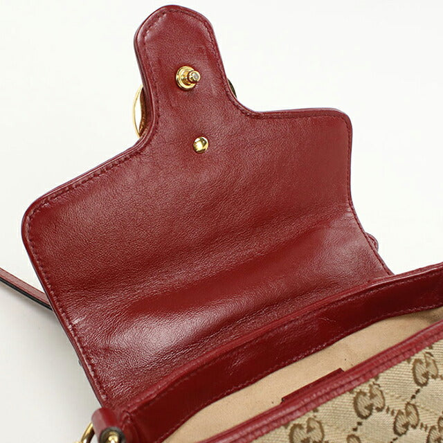 中古 グッチ ハンドバッグ レディース ブランド GUCCI GGマーモント ミニ トップハンドルバッグ レザー 583571 ベージュ USDGU112312011