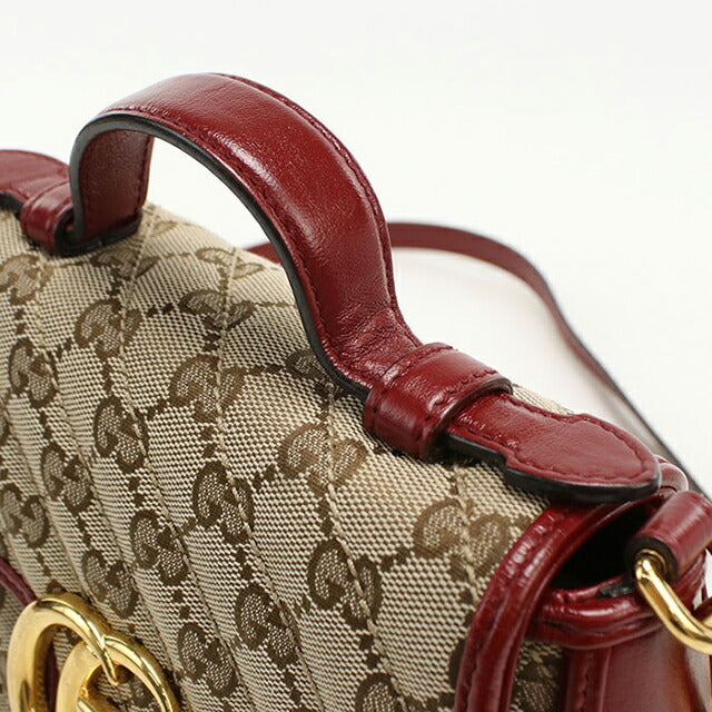 中古 グッチ ハンドバッグ レディース ブランド GUCCI GGマーモント ミニ トップハンドルバッグ レザー 583571 ベージュ USDGU112312011