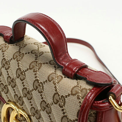 中古 グッチ ハンドバッグ レディース ブランド GUCCI GGマーモント ミニ トップハンドルバッグ レザー 583571 ベージュ USDGU112312011
