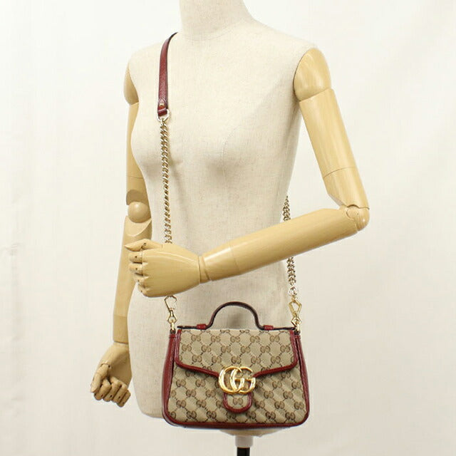 中古 グッチ ハンドバッグ レディース ブランド GUCCI GGマーモント ミニ トップハンドルバッグ レザー 583571 ベージュ USDGU112312011